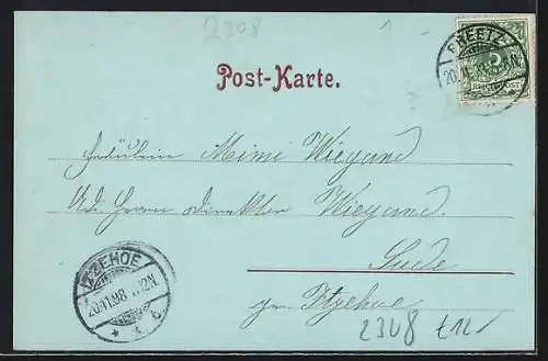 Mondschein-AK Preetz i. H., Marktplatz, Nord- und Westseite