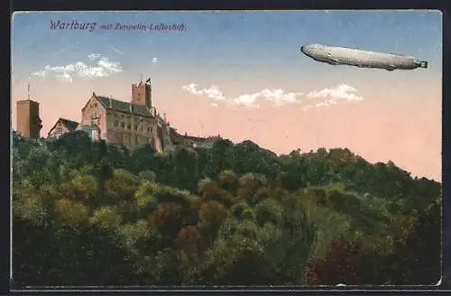 AK Wartburg, Zeppelin über der Burg