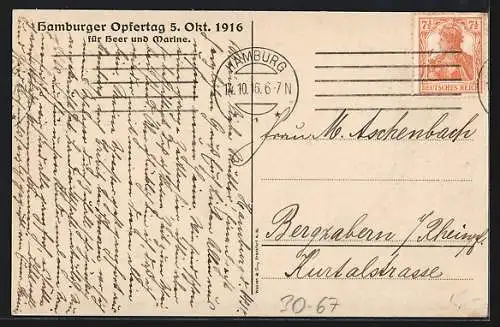 AK Soldat mit Pickelhaube Matrose & Reichskriegsflagge