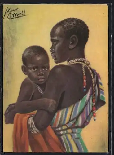 AK Afrikanerin mit ihrem Kind, afrikanische Volkstypen