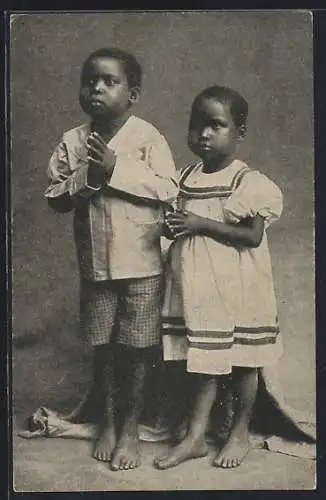 AK Linz a. D., Mariannhiller Mission, Steingasse 23 a, Afrikanisches Kinderpaar, afrikanische Volkstypen
