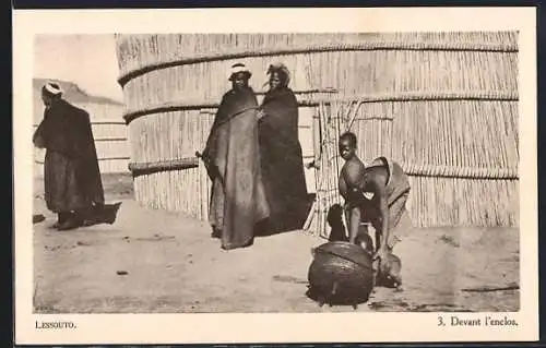 AK Lessouto, Devant l`enclos, Afrikaner vor einer Hütte