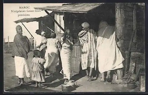 AK Maroc, Sinégalaises faisant leurs provisions, afrikanische Volkstypen