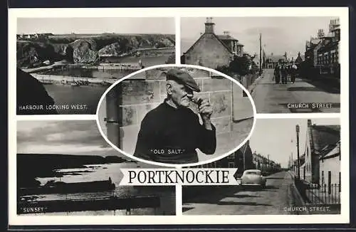 AK Portknockie, Harbour looking West, Church Street, Sunset