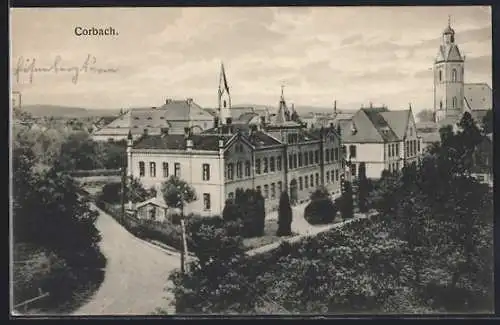 AK Corbach, Ortspartie mit Kirche