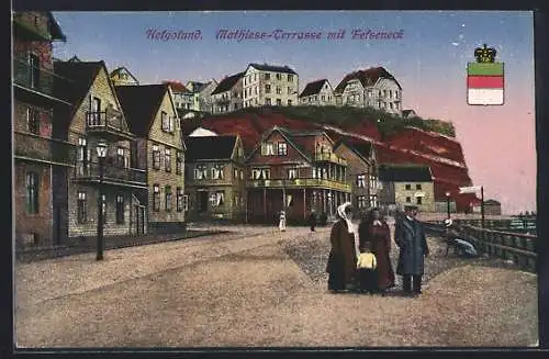 AK Helgoland, Mathiess-Terrasse mit Felseneck