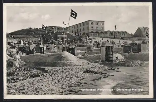 AK Wangerooge, Strand mit Strandhotel Monopol, 