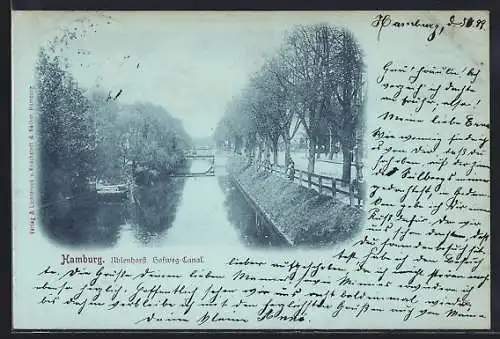 Mondschein-AK Hamburg-Uhlenhorst, Partie am Hofweg-Kanal