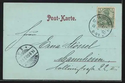 Mondschein-AK Hamburg, Reesendammbrücke und Alsterarcaden