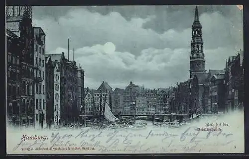 Mondschein-AK Alt-Hamburg, Fleth bei der Reimersbrücke