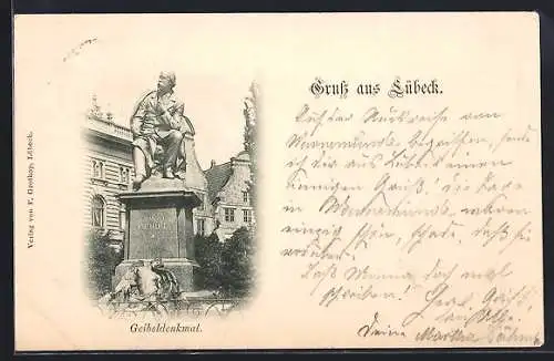 AK Lübeck, Blick auf das Geibeldenkmal
