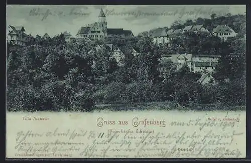 Mondschein-AK Gräfenberg /Fränk. Schweiz, Blick vom Bahnhof