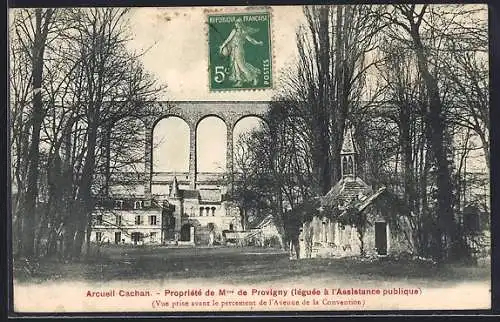 AK Arcueil-Cachan, Propriété de Mme de Provigny avant l`avenue de la Convention