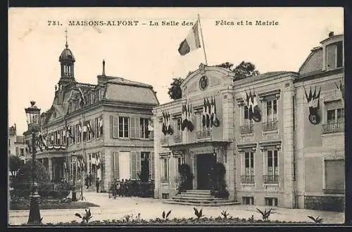 AK Maisons-Alfort, La Salle des Fêtes et la Mairie