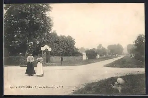 AK Brévannes, Avenue de Clarmont avec passants en 1905