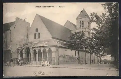 AK Parc Saint-Maur, L`Église et son parvis animés
