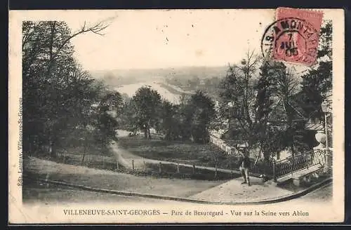 AK Villeneuve-Saint-Georges, Parc de Beauregard, Vue sur la Seine vers Ablon