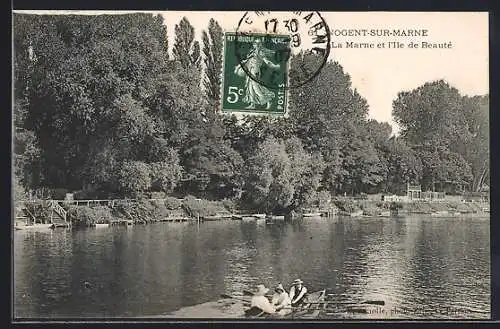 AK Nogent-sur-Marne, La Marne et l`Île de Beauté