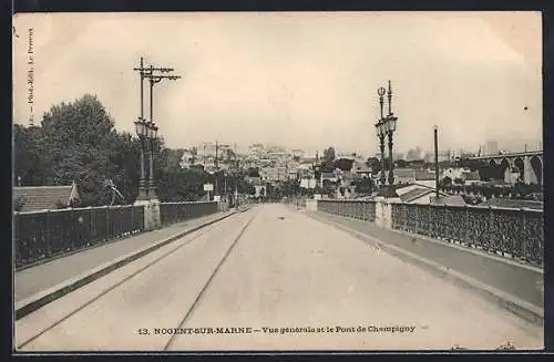 AK Nogent-sur-Marne, Vue générale et le Pont de Champigny