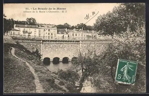 AK Charenton, La Boucle de la Marne et pont pittoresque