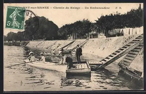 AK Bry-sur-Marne, Chemin du Halage, Un Embarcadère