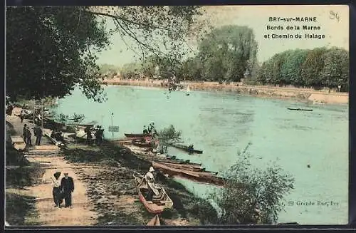 AK Bry-sur-Marne, Bords de la Marne et Chemin du Halage