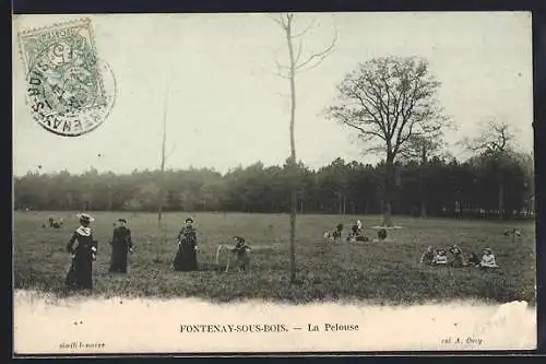 AK Fontenay-sous-Bois, La Pelouse avec promeneurs et arbres en arrière-plan