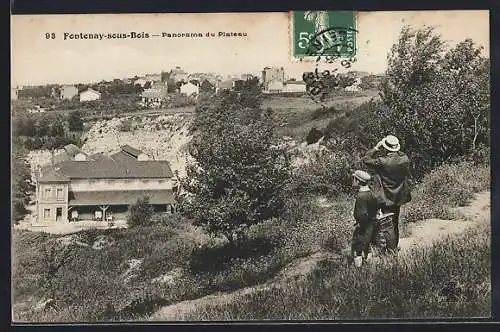 AK Fontenay-sous-Bois, Panorama du plateau avec spectateurs admirant la vue