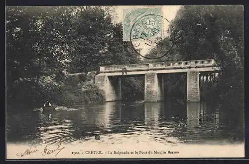 AK Créteil, La Baignade et le Pont du Moulin Berson