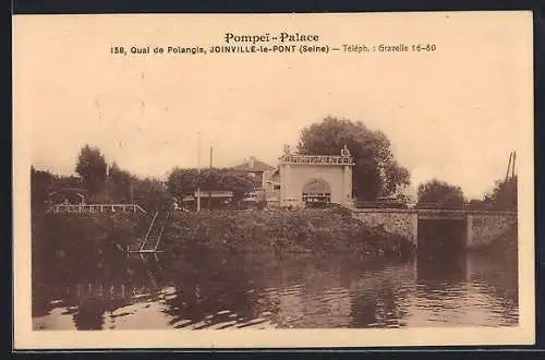 AK Joinville-le-Pont, Vue du Pompei-Palace au bord de la rivière