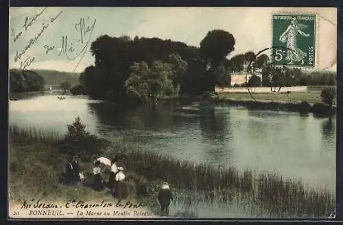 AK Bonneuil, La Marne au Moulin Bateau