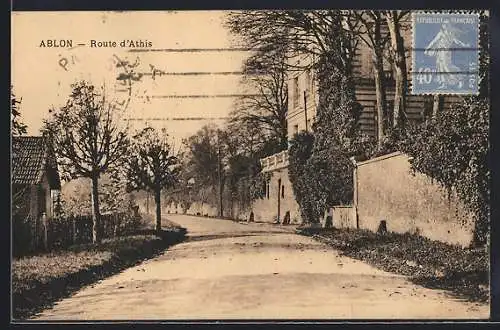 AK Ablon, Route d`Athis en perspective arborée