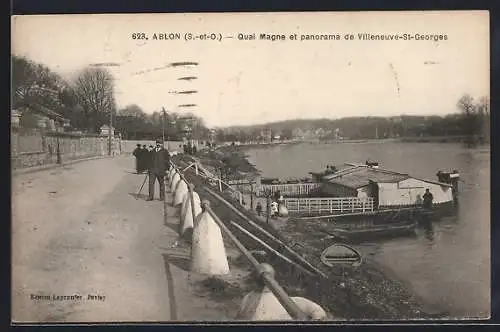 AK Ablon, Quai Magne et panorama de Villeneuve-St-Georges