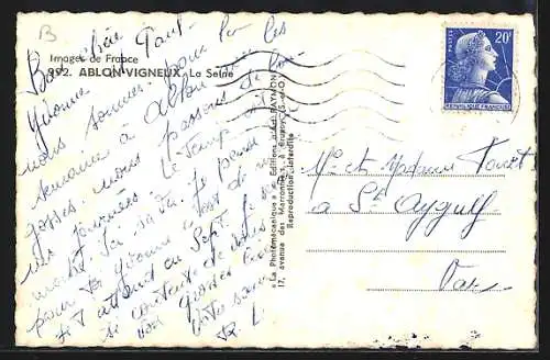 AK Ablon, Vapeur naviguant sur la Seine avec vue sur la rive verdoyante