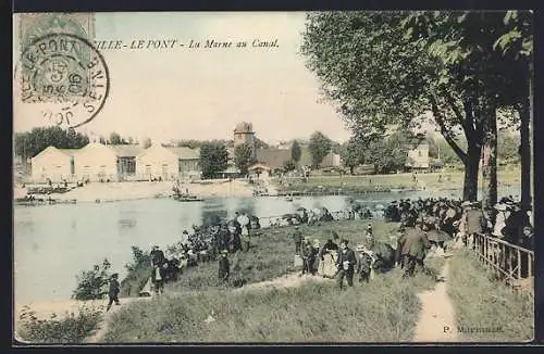 AK Joinville-le-Pont, La Marne au Canal avec promeneurs sur les rives