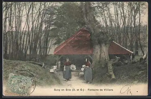 AK Sucy-en-Brie, Fontaine de Villiers et arbres environnants