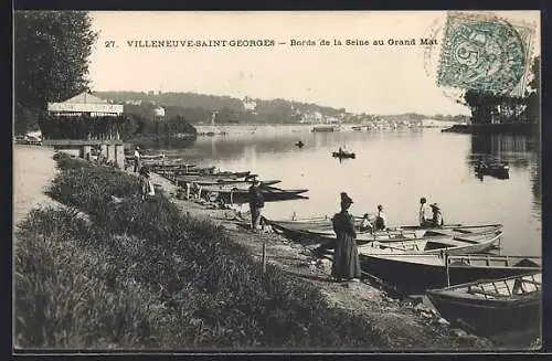 AK Villeneuve-Saint-Georges, Bords de la Seine au Grand Mat