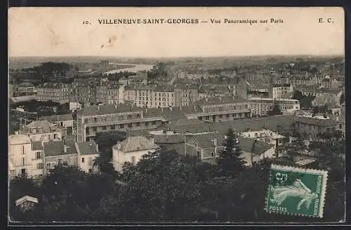AK Villeneuve-Saint-Georges, Vue panoramique sur Paris