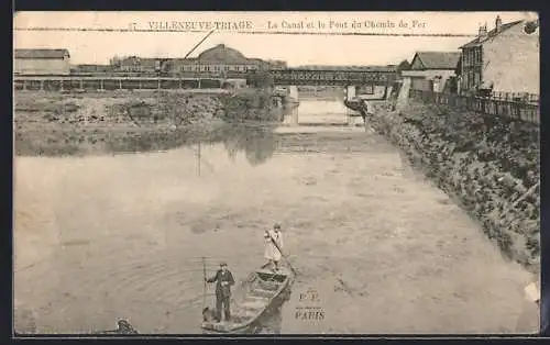 AK Villeneuve-Triage, Le Canal et le Pont du Chemin de Fer