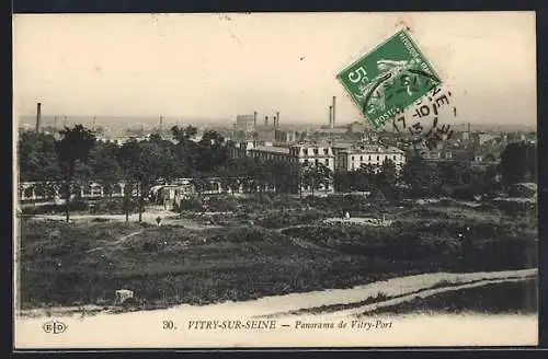 AK Vitry-sur-Seine, Panorama de Vitry-Port et vue sur les installations industrielles