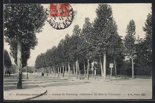 AK Fontenay-sous-Bois, Avenue de Fontenay menant au Bois de Vincennes