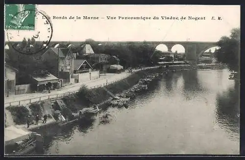 AK Bords de la Marne, Vue Panoramique du Viaduc de Nogent