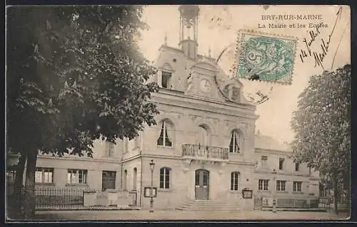 AK Bry-sur-Marne, La Mairie et les Écoles