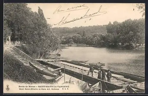 AK Saint-Maur-la-Varenne, Quai Saint-Hilaire et barques sur la Marne
