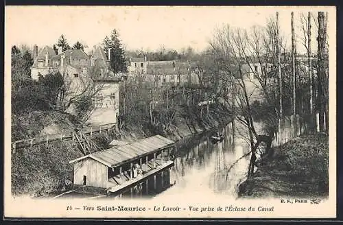 AK Saint-Maurice, Le Lavoir, Vue prise de l`Écluse du Canal