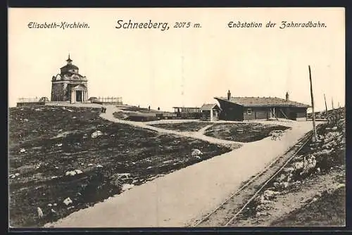 AK Schneeberg, Endstation der Zahnradbahn am Elisabeth-Kirchlein