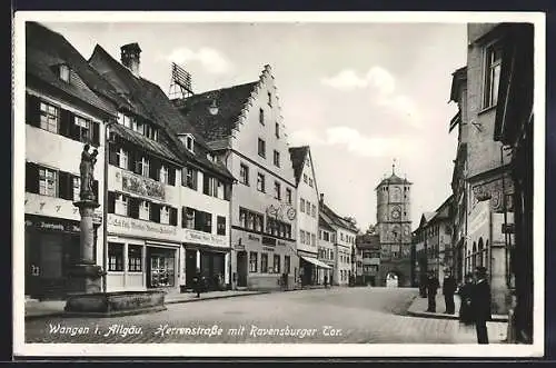AK Wangen / Allgäu, Herrenstrasse mit Ravensburger Tor