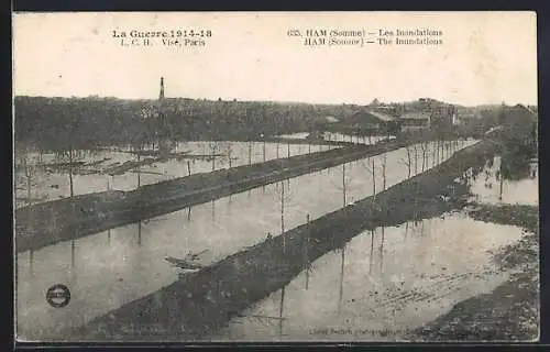 AK Ham /Somme, Les Inondations La Guerre 1914- 1918