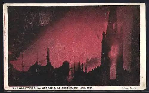 AK Leicester, St. Georges, The Great Fire 1911