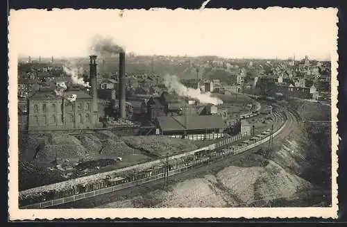 AK Charleroi, Les Fosses Sacré-Madame et Sainte-Barbe et panorama de la Ville Haute